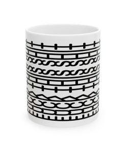 Ceramic Mug — Minimal Black Tribal Pattern with Hidden Message Side Text