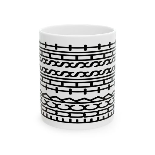 Ceramic Mug — Minimal Black Tribal Pattern with Hidden Message Side Text