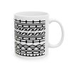 Ceramic Mug — Minimal Black Tribal Pattern with Hidden Message Side Text